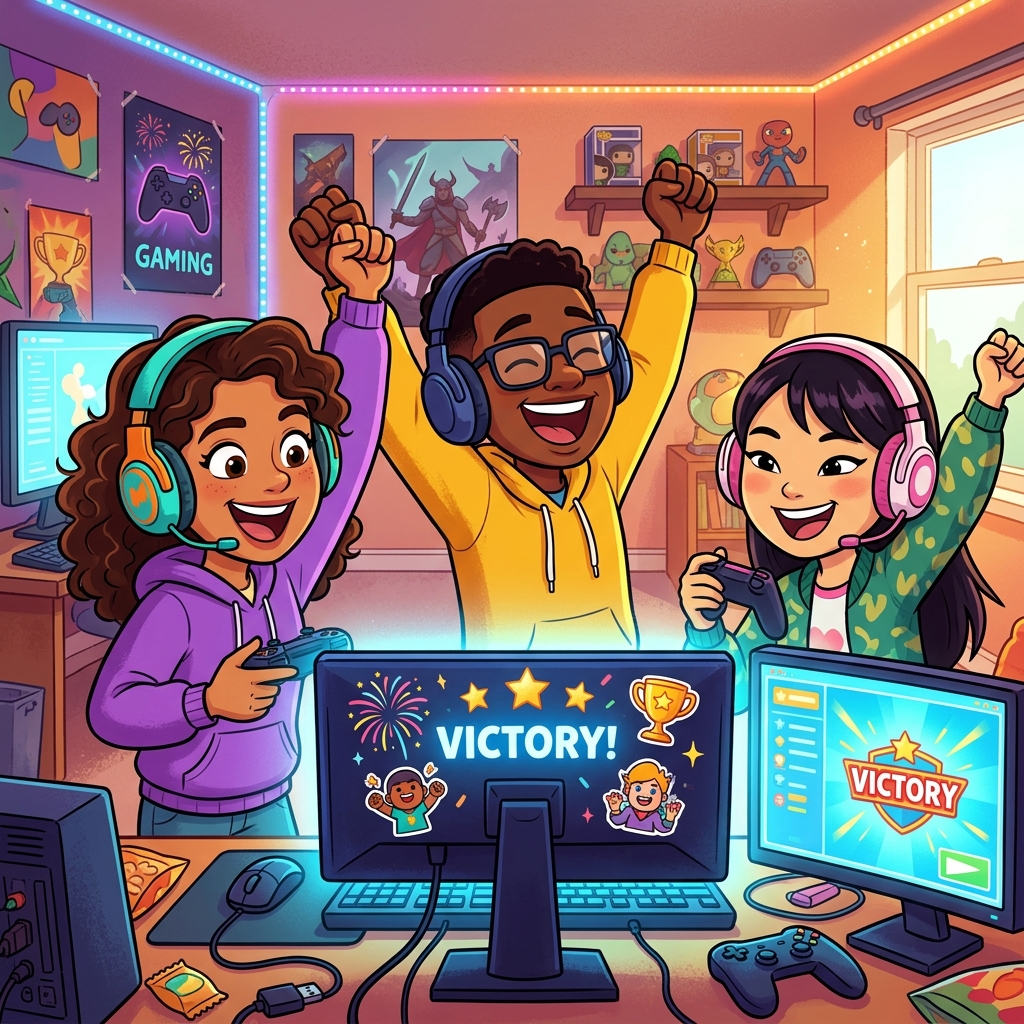 Celebrating team of Roblox gamers
